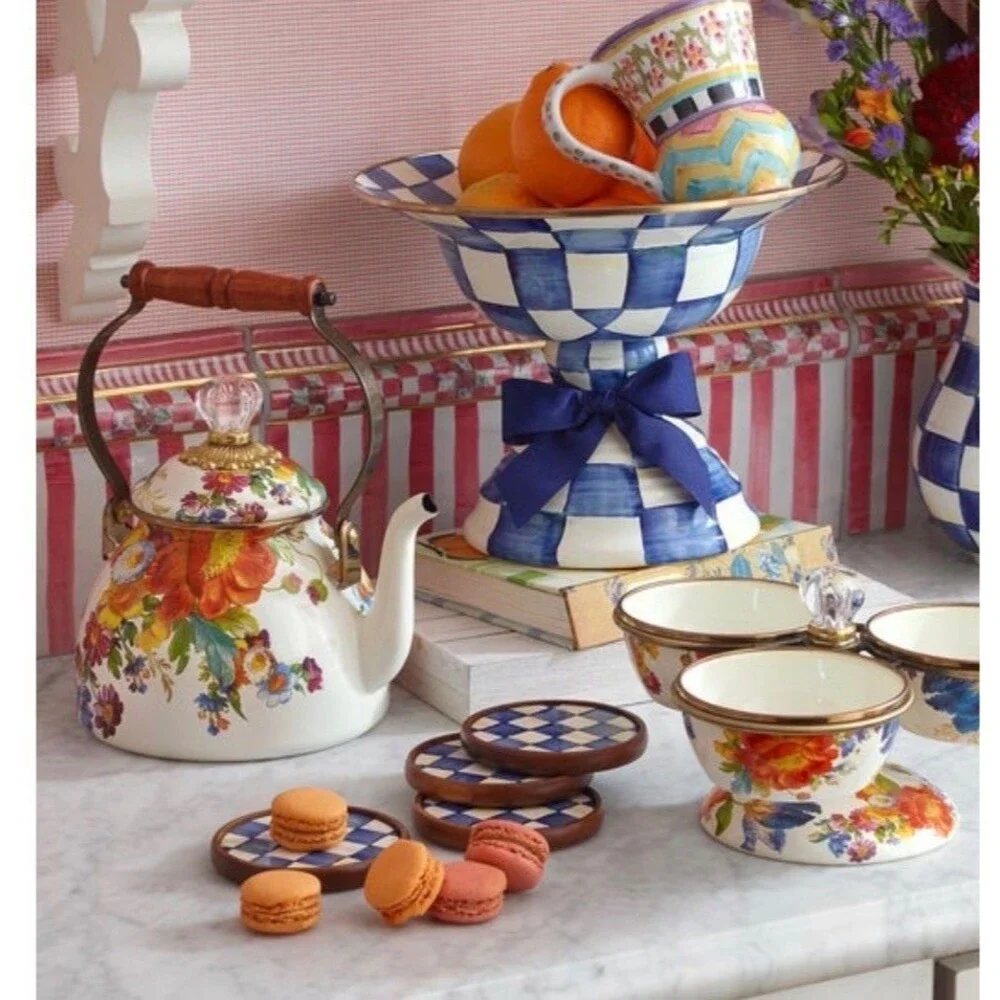 NEW MacKenzie-Childs White Flower Market 2-Qt. Tea Kettle NWOT NWOB MINT!!